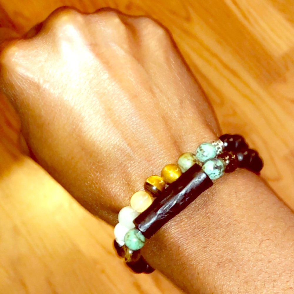 Tiger Eye & African Turquoise Lava Bracelets